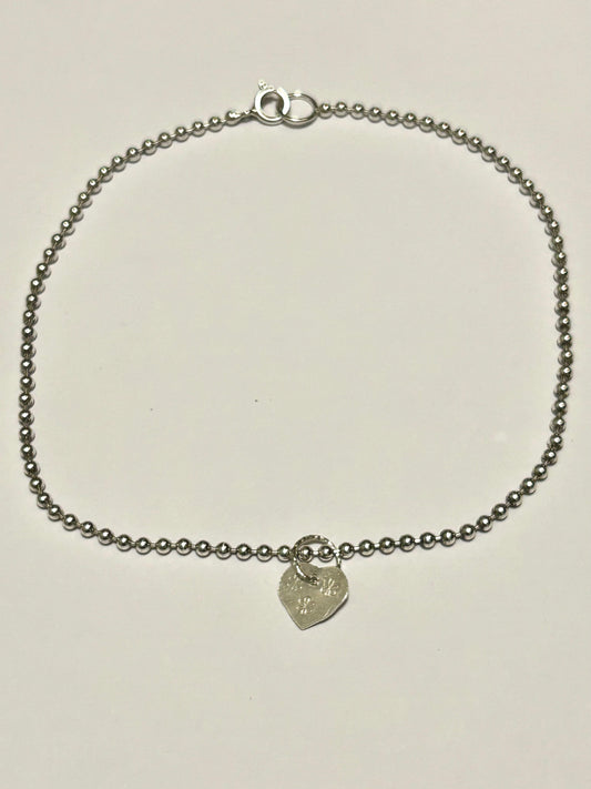 Bead chain heart charm choker